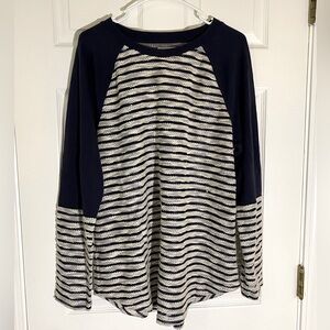 Lou & Grey XL top - Navy/Oatmeal stripe